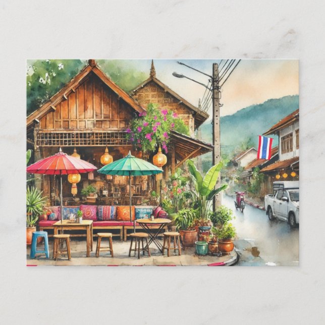 Café in Chiang Mai Postkarte (Vorderseite)