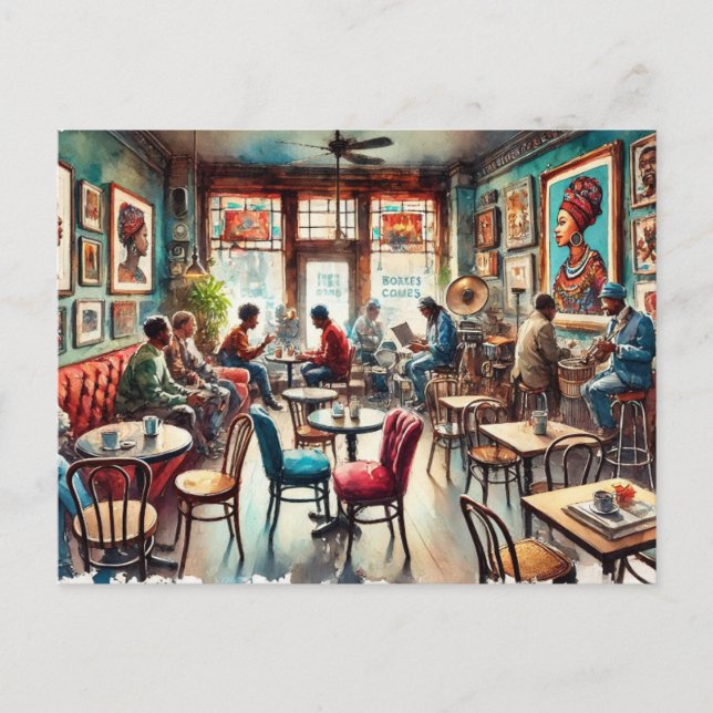 Café in Chicago Bronzeville Postkarte (Vorderseite)