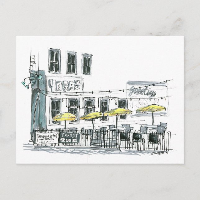 Café in Galveston, TX Postkarte (Vorderseite)