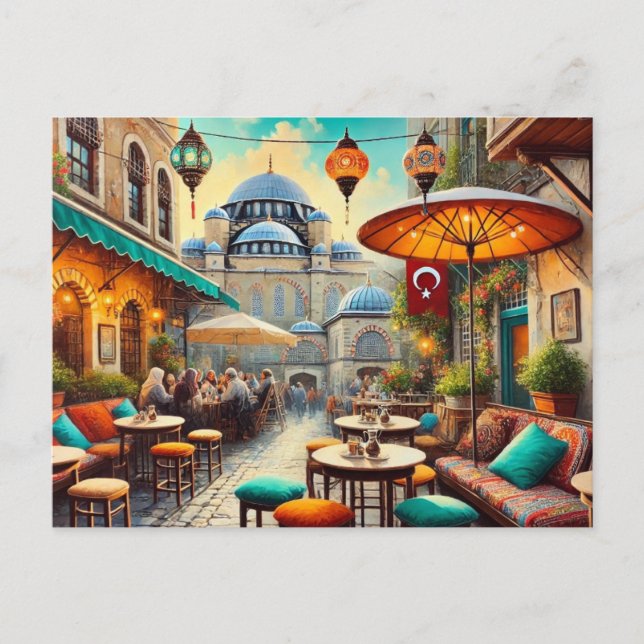 Café in Istanbul Postkarte (Vorderseite)