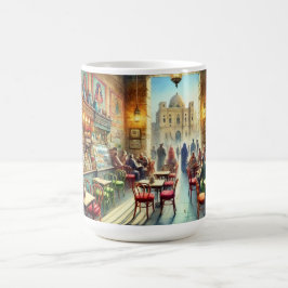 Café in Kairo Ägypten Wasserfarben Malerei Kaffeetasse