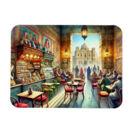 Café in Kairo Ägypten Wasserfarben Malerei Magnet