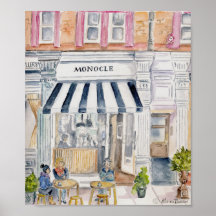 Café in London Watercolor Print Poster