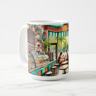 Café in Miami Watercolor Kaffeetasse