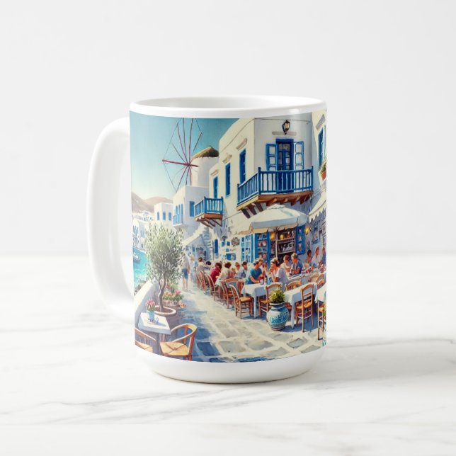 Café in Mykonos Griechenland Kaffeetasse (Vorderseite Links)