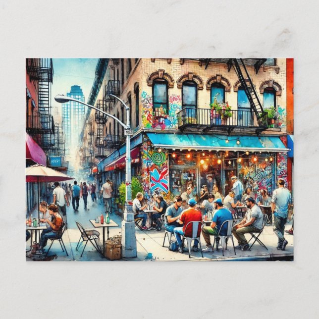 Café in New York Bronx Postkarte (Vorderseite)