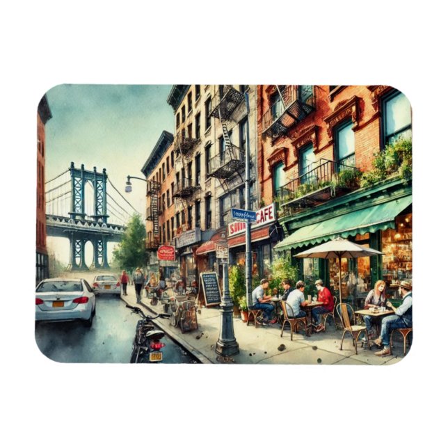 Café in New York Brooklyn Magnet (Horizontal)