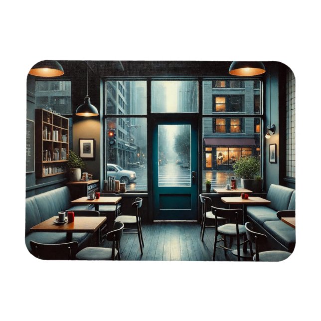 Café in Rainy Seattle Magnet (Horizontal)