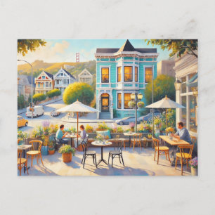 Café in San Francisco Golden Gate Bridge Postkarte