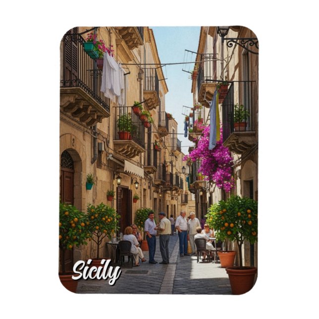 Cafe in Sicily Italy Magnet (Vertikal)