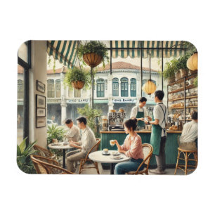 Café in Singapur Aquarellmalerei Magnet
