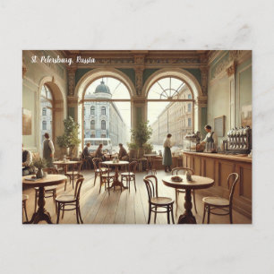 Café in St. Petersburg Russland Postkarte