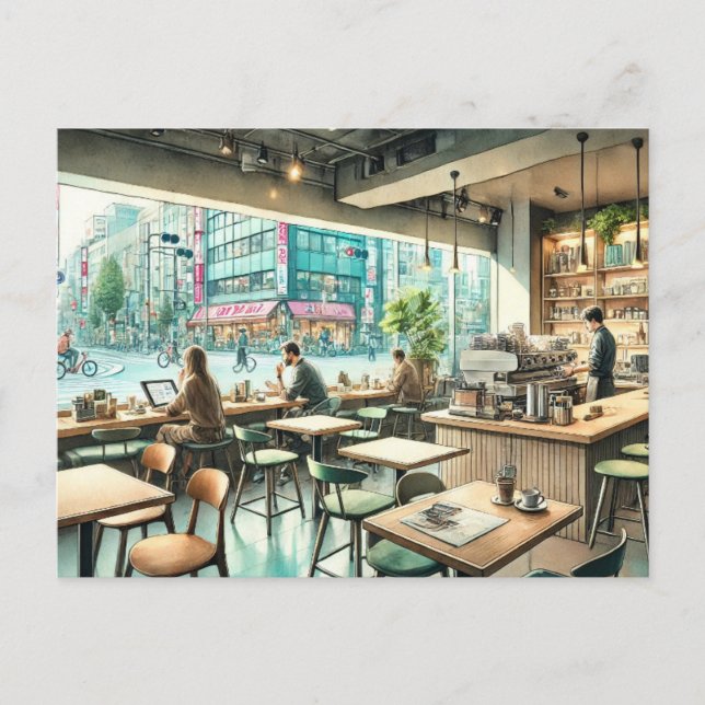 Café in Tokio Postkarte (Vorderseite)