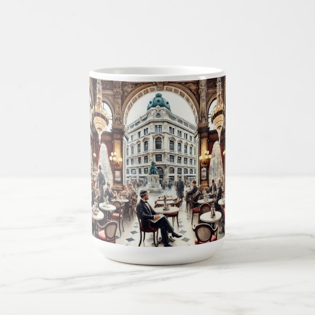 Café in Wien Österreich Wasserfarbenmalerei Kaffeetasse (Mittel)