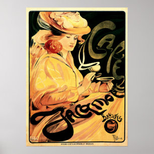 CAFE JACAMOTTE Brüssel Kunst von Fernand Toussaint Poster