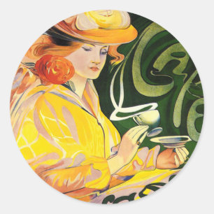 Café Jacqmotte ~ Art Nouveau Runder Aufkleber