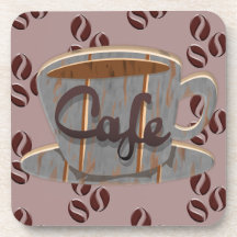 Café Kaffee-Cup und Kaffeebohnen Getränke Coaster