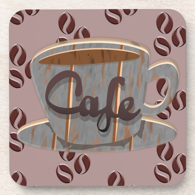 Café Kaffee-Cup und Kaffeebohnen Getränke Coaster Getränkeuntersetzer (Vorderseite)