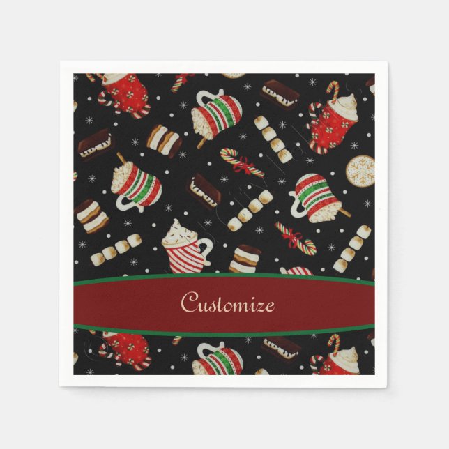 Café Latte Christmas Kaffee Napkin Serviette (Vorderseite)