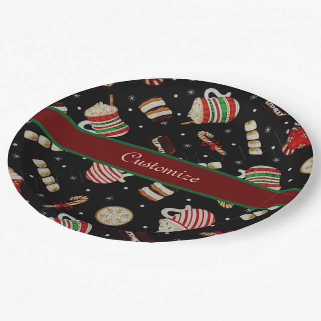 Café Latte Christmas Kaffee Pappteller (Schrägansicht)