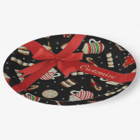 Café Latte Christmas Kaffee Red Ribbon Teller