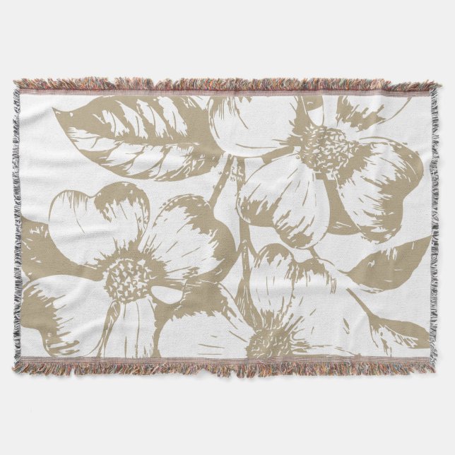 Café Latte Dogwood Floral Decke (Vorderseite)