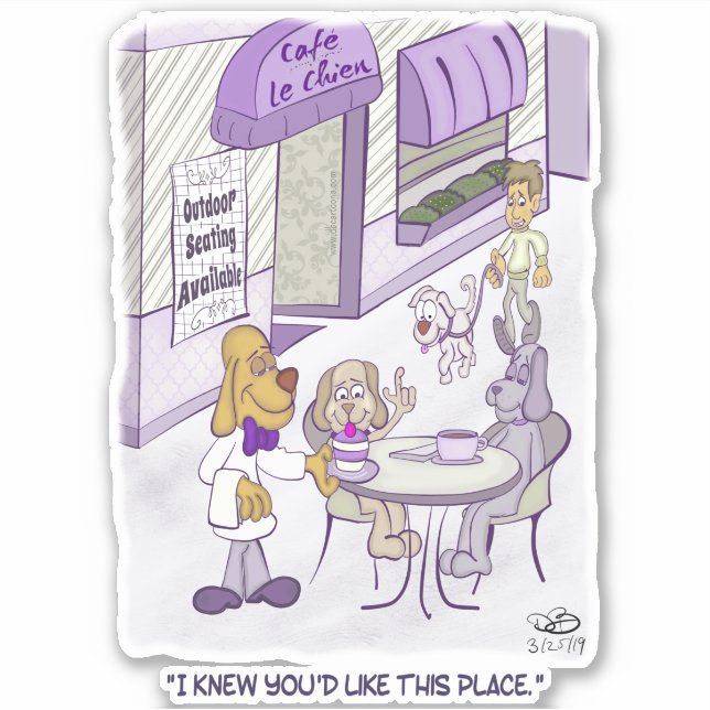 Cafe Le Chien Custom-Cut Stickers Aufkleber (Vorderseite)