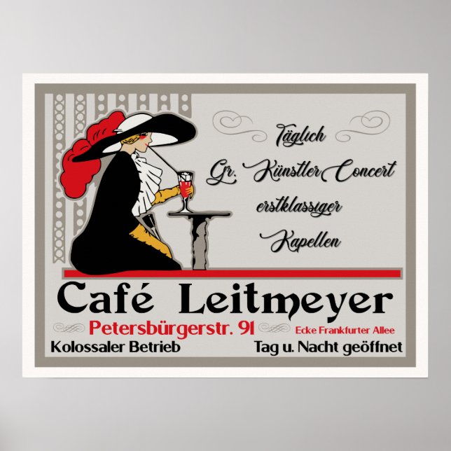 Café Leitmeyer, deutsche Retro-Café und Poster (Vorne)