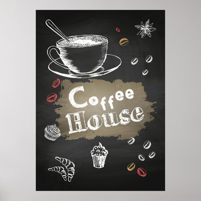 Café Lover Kaffeehaus Blackboard Poster (Vorne)