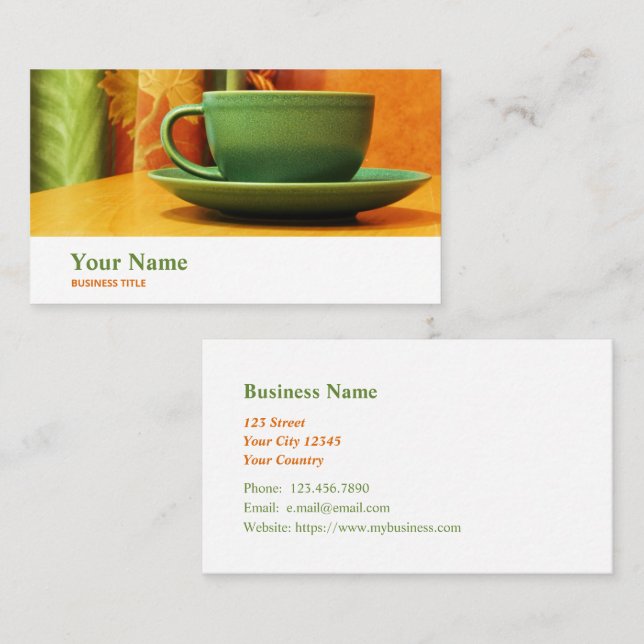 Café Manager Cafeteria Catering Business Card Visitenkarte (Vorne/Hinten)