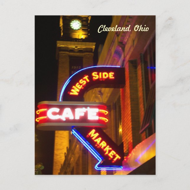 Cafe Market Neon Postcard (Cleveland) Postkarte (Vorderseite)