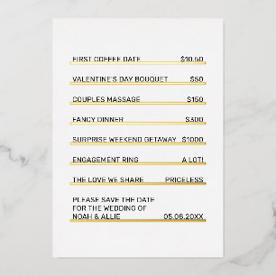 Café Menu Fun Einzigartig Save the Date Folieneinladung
