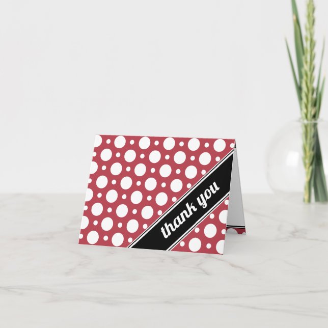 Cafe Merlot Red Assorted Polka Dot Danke Karte (Vorderseite)