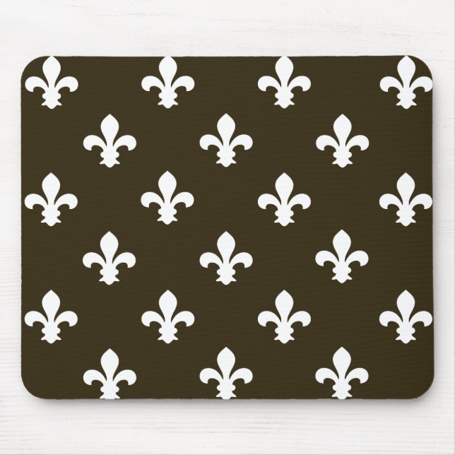 Café Mocha Neutral Fleur de Lys Mousepad (Vorne)