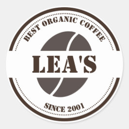 Café Modernes Coffee Bean Logo Runder Aufkleber