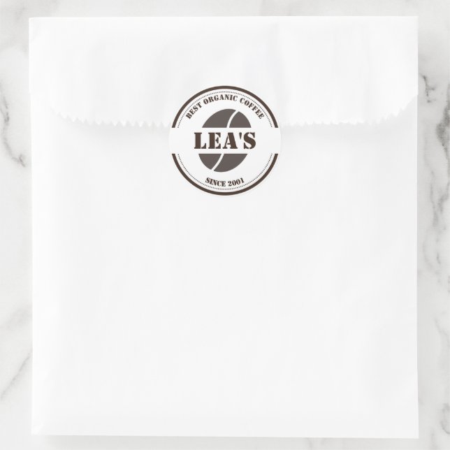 Café Modernes Coffee Bean Logo Runder Aufkleber (Tasche)