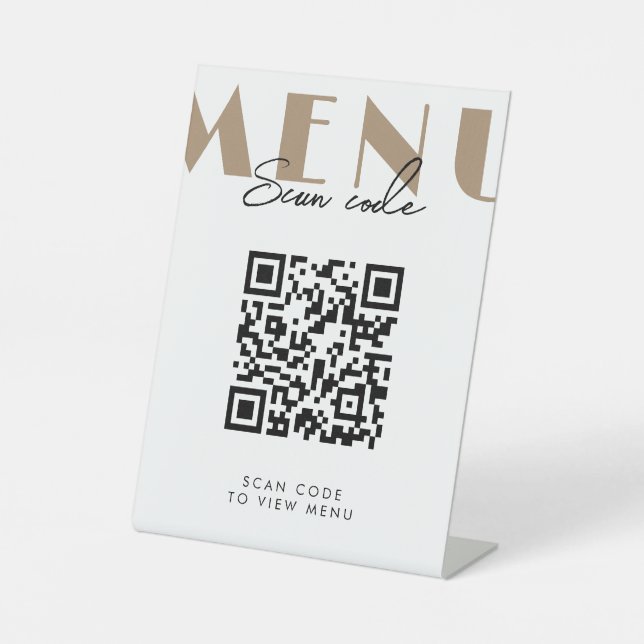 Café Modernes Scan Menü QR Code Sockelschild (Vorderseite)