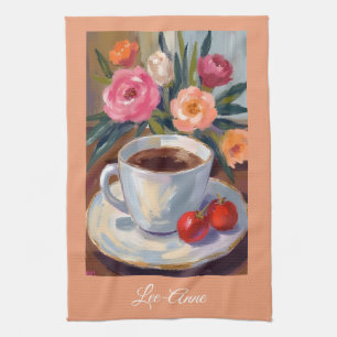 Café Morgen Aquarell Tasse – Kaffeeliebhaber  Geschirrtuch