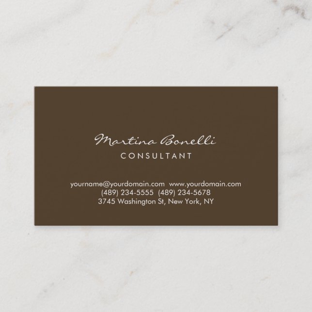 Cafe Noir Black Coffee Brown Minimal Business Card Visitenkarte (Vorderseite)