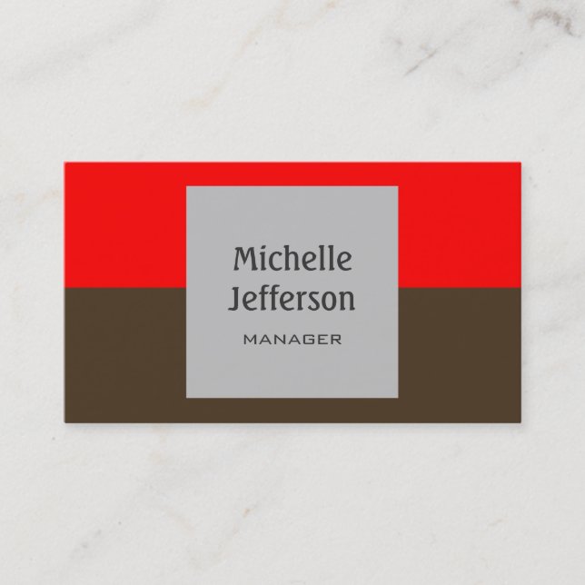 Café Noir Red Gray Horizontal Business Card Visitenkarte (Vorderseite)