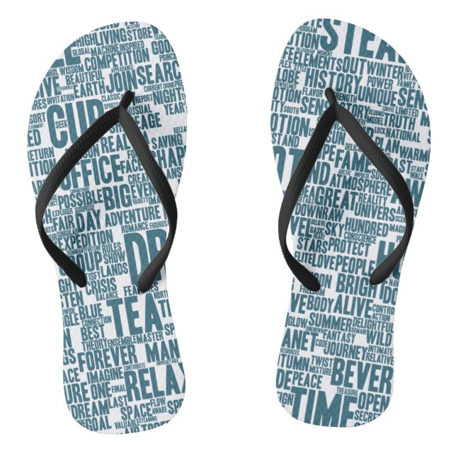 Café Nuage de Mots Text Thasse Flip Flops (Fußbett)