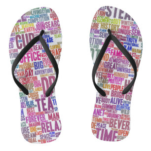 Café Nuage de Mots Text Thasse Flip Flops