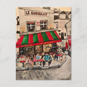"Café on Rue Norvins, Montmartre" Paris Postkarte