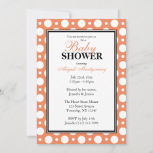 Cafe Orange Polka Dots Baby Shower Einladung