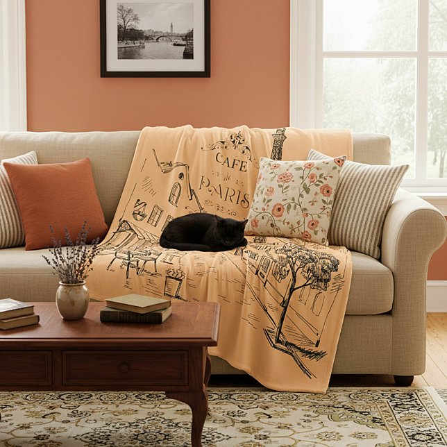 Cafe Paris Fleece-Decke Fleecedecke (Von Creator hochgeladen)