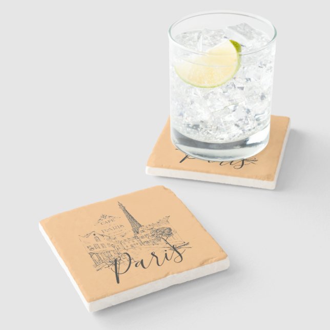 Cafe Paris Stein Untersetzer (Seitenansicht)