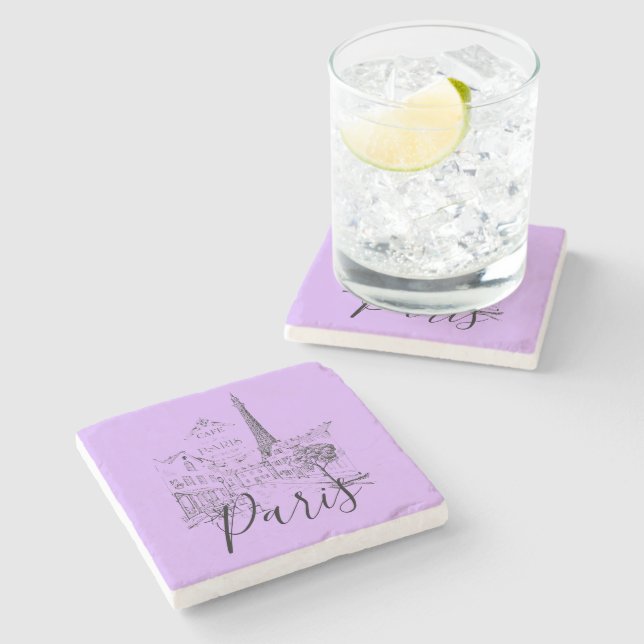 Café Paris Stone Untersetzer (Seitenansicht)