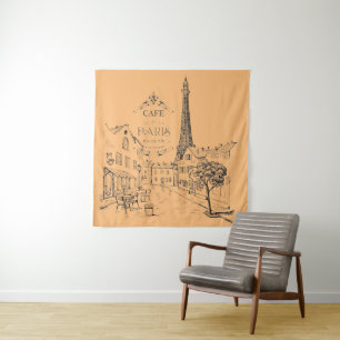 Cafe-Paris-Tapisserie Wandteppich