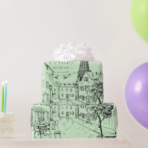 Café Paris Wrapping Paper Geschenkpapier