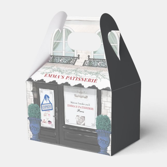 Café Patisserie Black Favor Box Geschenkschachtel (Vorderseite)